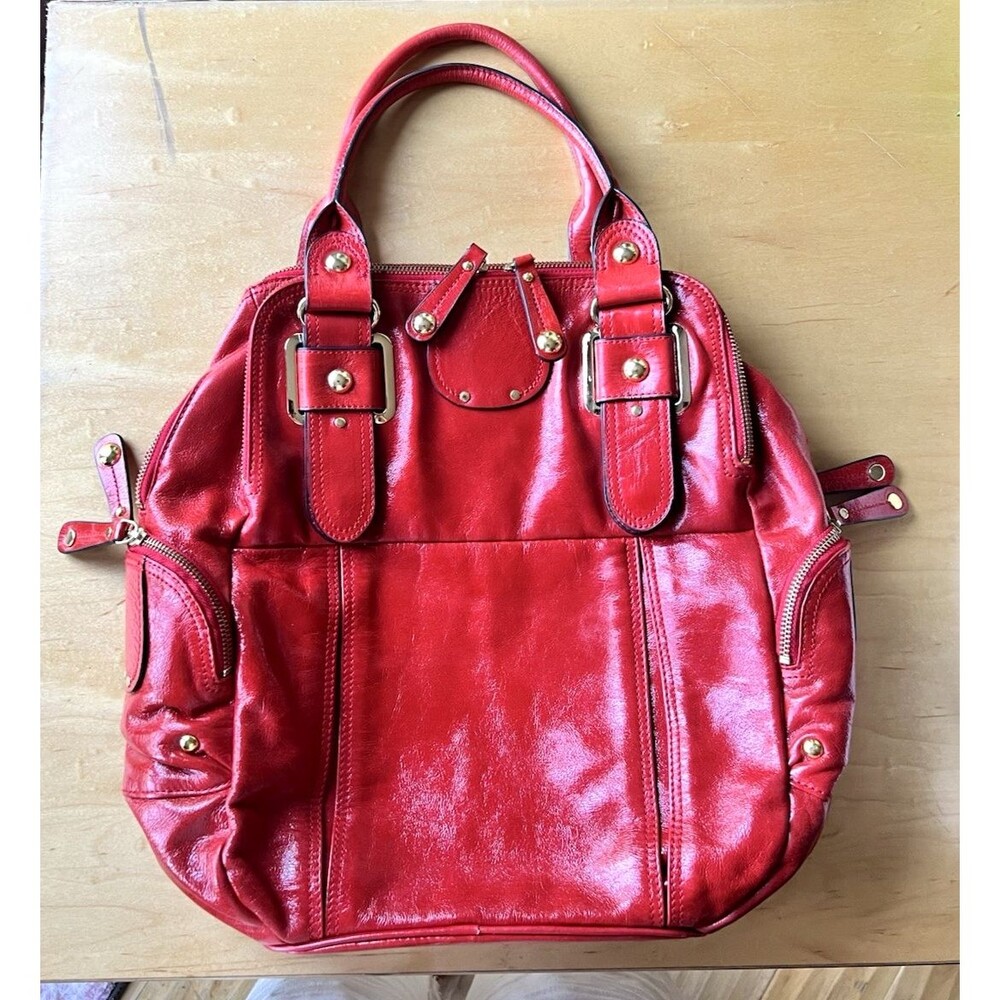 Hype Y2K Red Patent Leather Hobo Shoulder Purse Hand Bag Multiple Pockets Large - Picture 5 of 12